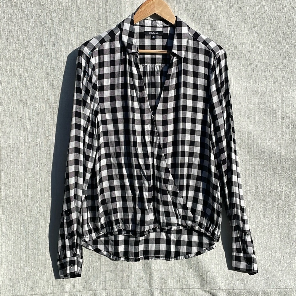 Madewell Women’s Wrap-Front Shirt in Buffalo Check Size XL